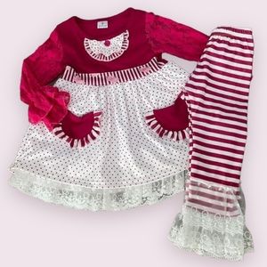 Boutique Girls Rosie Ruffle & Lace Outfit